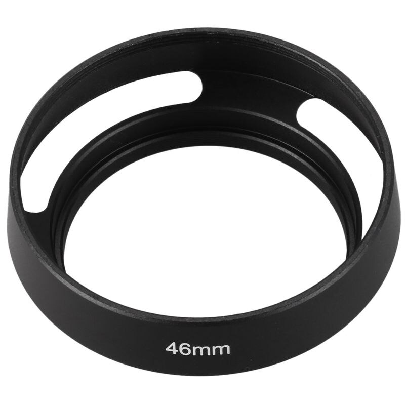 Universele 46Mm Center Pinch Voorste Lensdop & Zwart 46Mm Metalen Zonnekap Voor 25Mm F1.4 35mm F1.6 50Mm