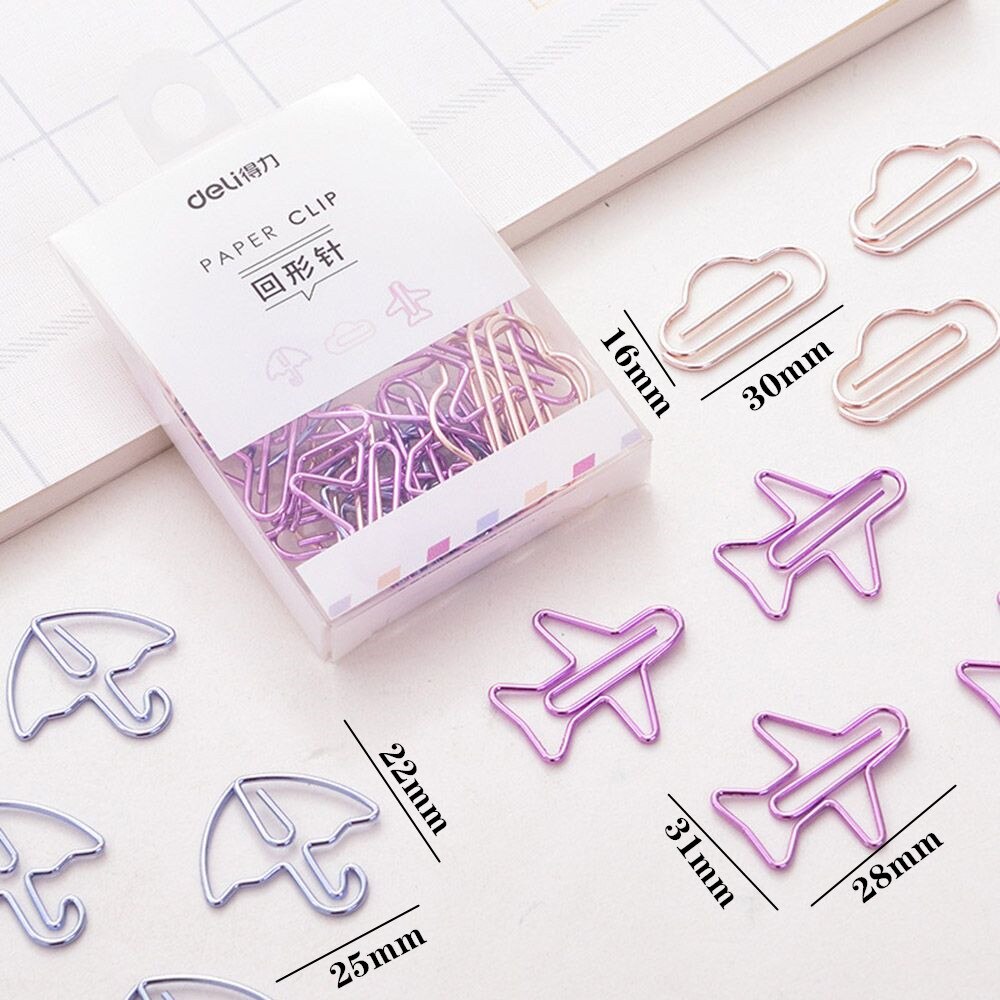 12 Pcs Cute Rose Gold Airplane Shape Paper Clips Escolar Bookmarks Photo Memo Ticket Clip Stationery School Supplies: colorful-12pcs
