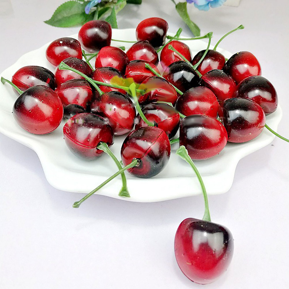 Simulation Cherry Cherries Realistic 2.5cm 50pcs/set 50pcs 205cm Plastic For Party Decor Mini Fruits