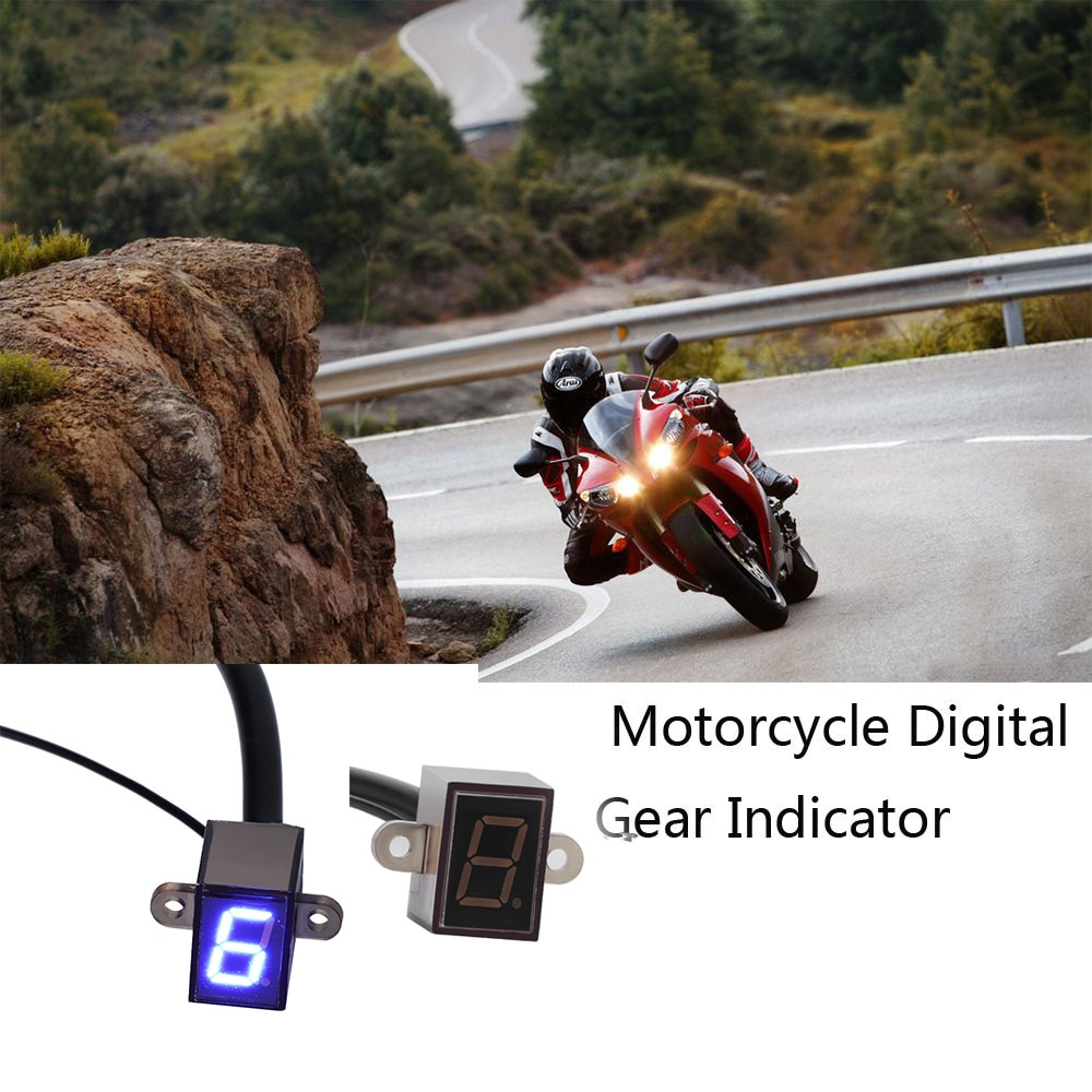 Blauwe LED Display Universele Mini Digital Gear Gauge Indicator Motorcycle Versnellingspook Sensor Motor Accessoires