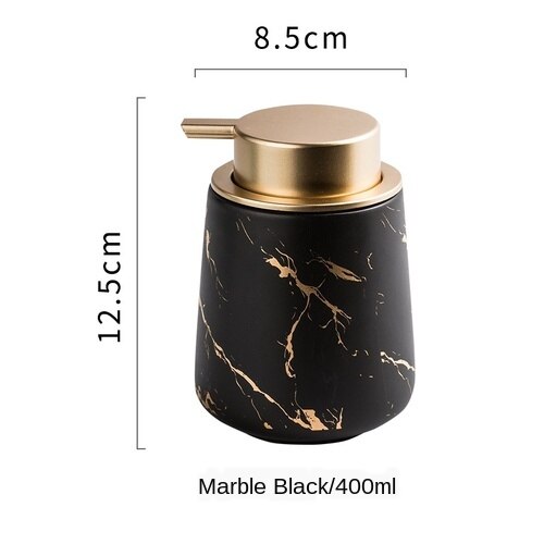 Keramische Marmer Patroon Hand Zeep Fles Badkamer Benodigdheden Douche Gel Shampoo Conditioner Ontsmettingsmiddel Fles Druk Fles 400Ml: Marble Black