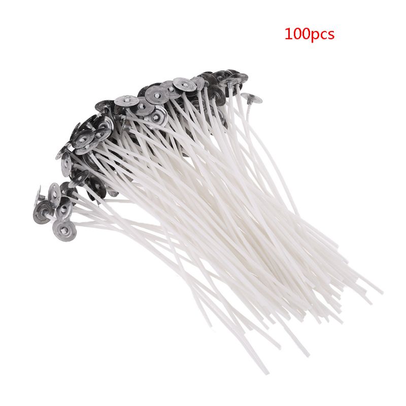 100Pcs Candle Wicks 12cm Cotton Core Pre Waxed With Sustainers For Candle Making