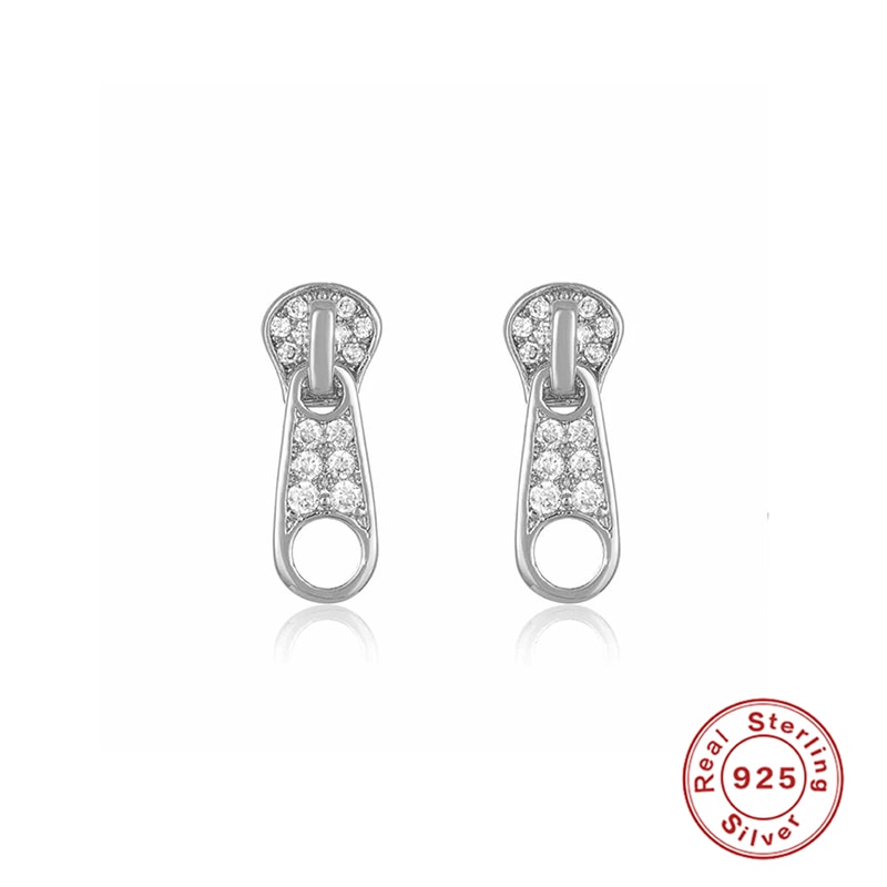 ROXI Kreative Reißverschluss Zirkon Kristalle Zucht Ohrringe für Frauen Mädchen durchbohren Geburtstag Hochzeit Ohrringe 925 Sterling Silber Earing