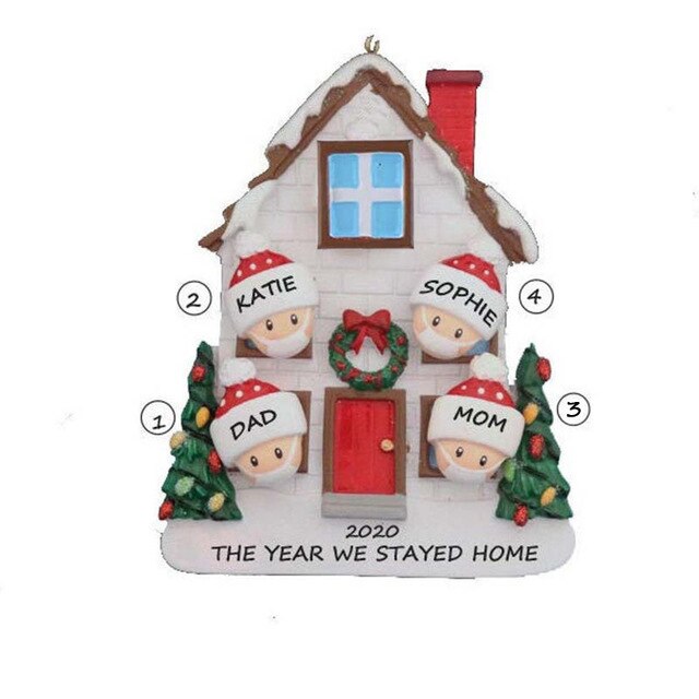 DIY name Christmas Ornament Christmas Snow Family Santa Home Party: Family of 4