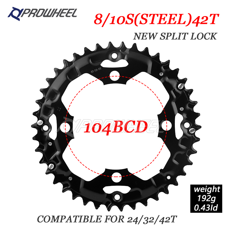 Mtb Fiets Kettingbladen 64/96/104 Bcd Tandwielen 22/24/26/28/32/36/38/40/42/44T Twee Speed/Drie Speed Bike Crank Reparatie Tandwielen: M10 10S 42T Steel