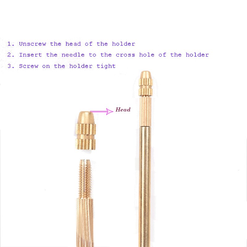 4pcs Ventilating Needles +1 Brass Holder To Make Full Hair Lace Front Wig Toupee Hairpiece Wig Knotting Hook Sets