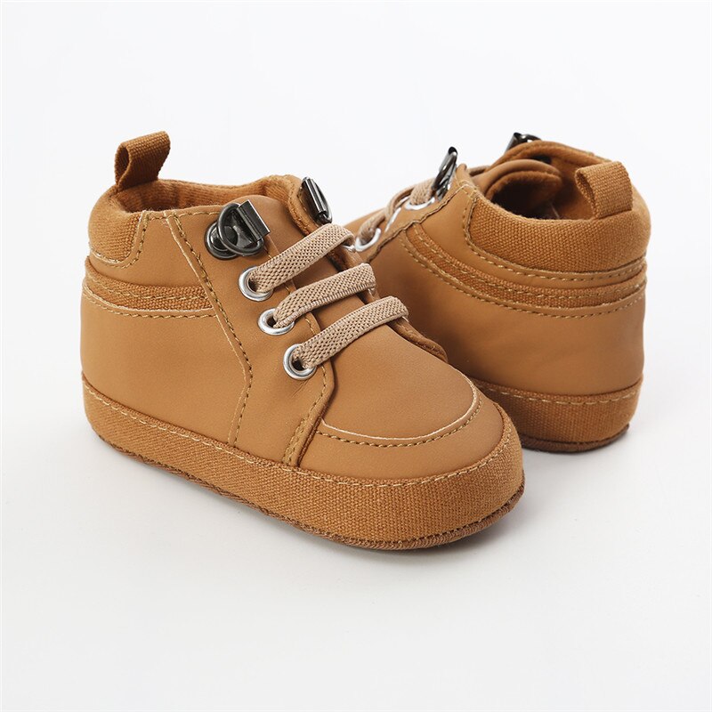 Canis toddler spädbarn baby unisex pojkar flickor mockasin läderskor barn mjuk sula spjälsäng skor vardagsskor solid vår höst: Brun / 0-6 månader
