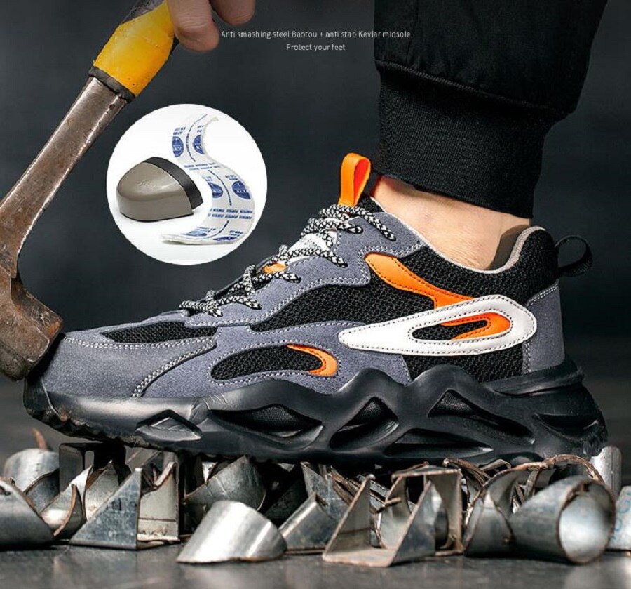Nouvelles bottes de travail pour hommes, chaussures de sécurité Anti-perforation à bout en acier, baskets légères de Construction indestructibles, chaussures de Sport à la