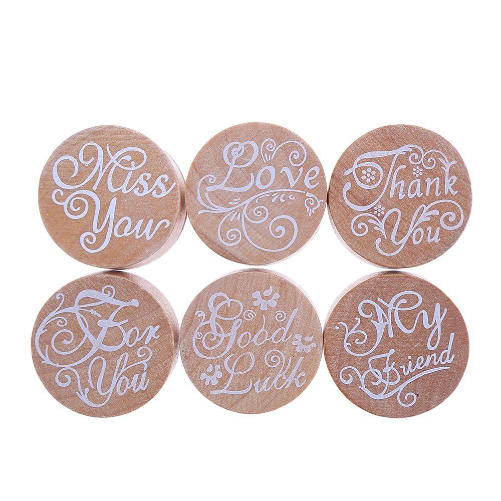 Vintage rond bois timbre manuscrit souhaits Sentiment caoutchouc rond joint timbre motif de mot Floral pour Scrapbooking mariage