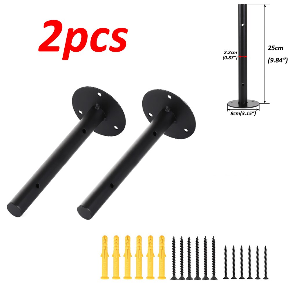 1/2/4pcs Black Industrial Iron Storage Brackets Racks Heavy Duty Shelf Board Wall Mounted Multifunctional Home Decor Hardware: 2pcs 25cm