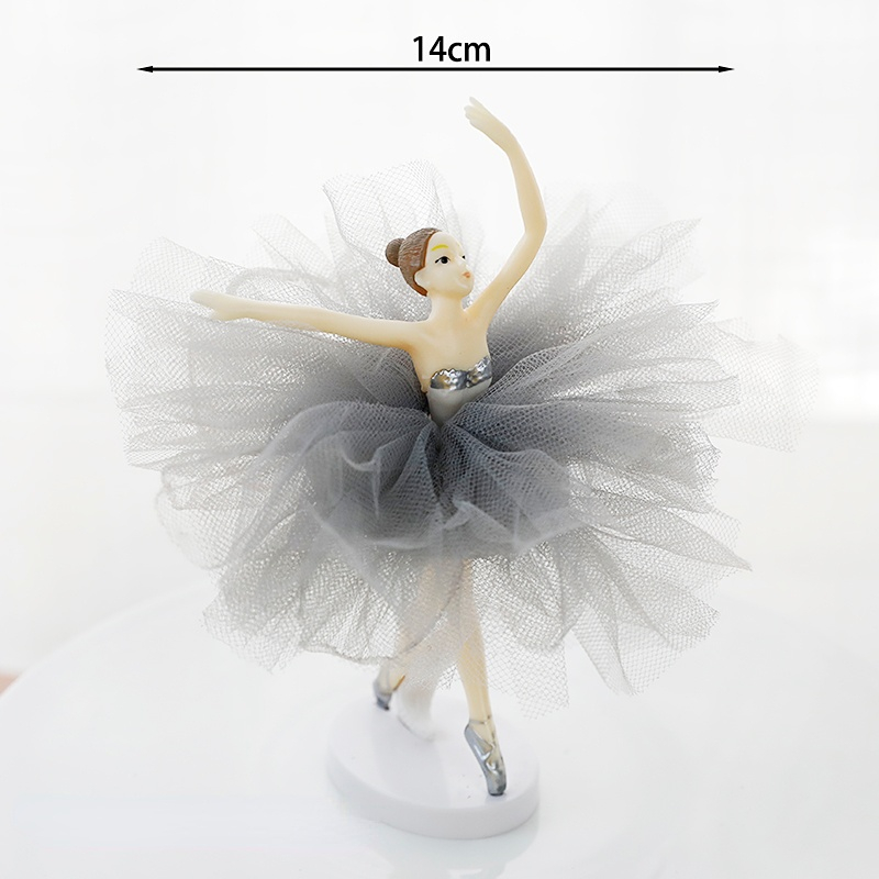 White Pink Ballet Girls Decoration Hook Flower Happy Birthday Cake Topper Wedding Bride for Party Supplies Baking Love: light yellow