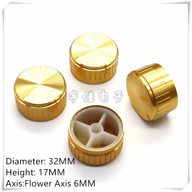 5 Stuks 32 × 17Mm Gold Aluminium Knop Cap Is Geschikt Voor Bloemen As 6Mm Potentiometer Knop cap