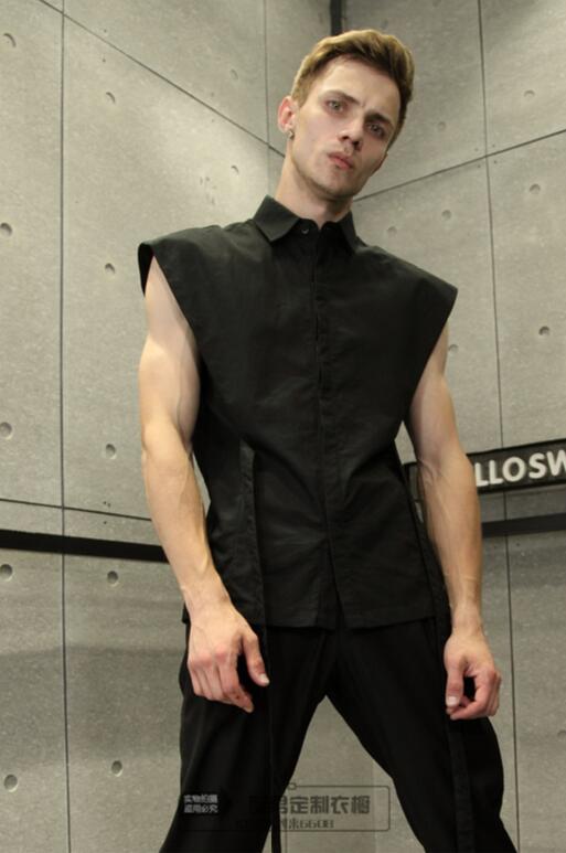 S -5xl miesten vaatteet kampaaja catwalk-tyylinen persoonallinen hihaton paita plus kokoiset laulajaasut: Xxxl