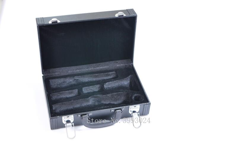 Black leather hard clarinet case for clarinet