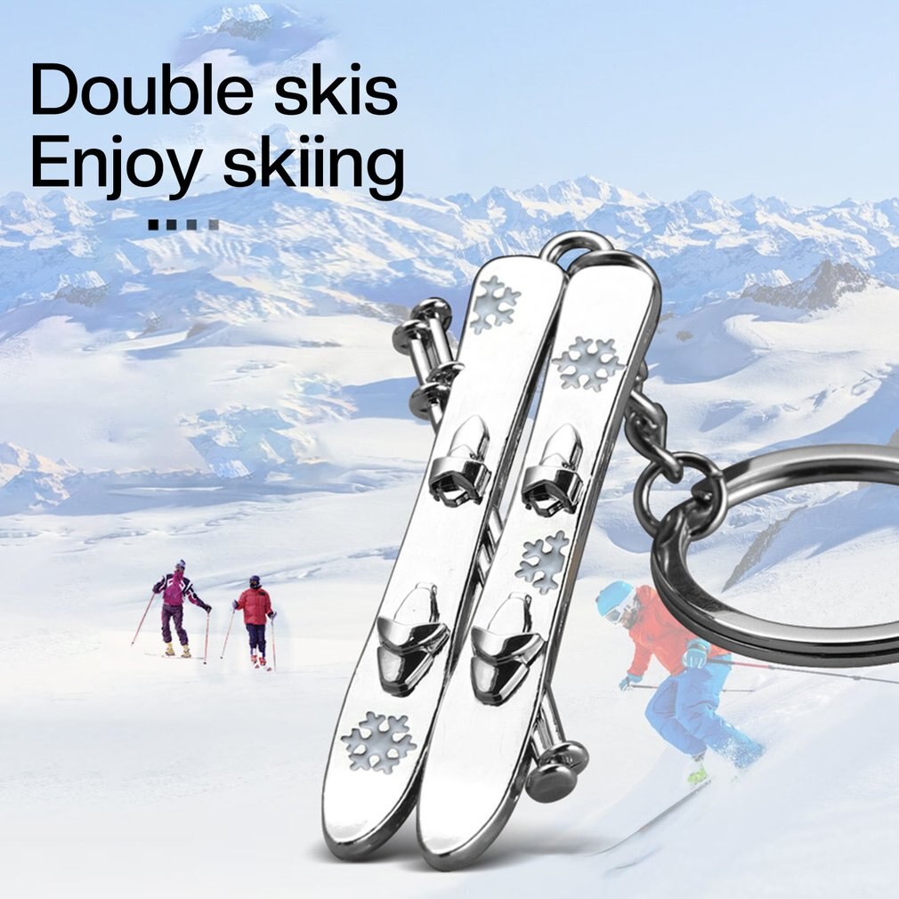 1pc Silber Farbe Schlittschuhe Schneeflocke Anhänger Schlüssel Ring skaten Skifahren Schlüssel Kette Keychain Schmuck Für Winter Souveniors