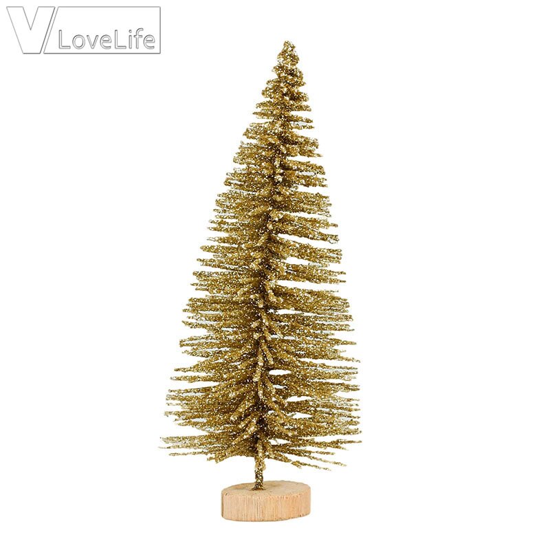 15 kpl mini joulukuusi 4.5cm vuoden mini joulukuusi pieni mänty pöytäkone mini joulusisustus valkoinen/kulta/sininen sininen: Kulta-