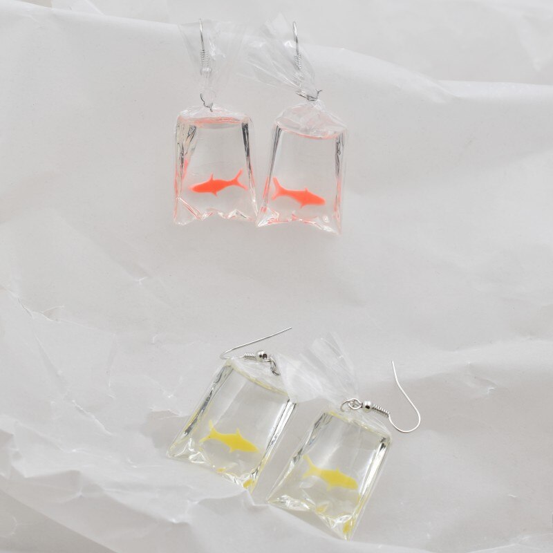 Kreative transparent Koi Fisch goldfisch Wasser Tasche Ohrringe für Frauen Mädchen Niedliche Kleine Goldfisch Baumeln Earing Schmuck Zubehör