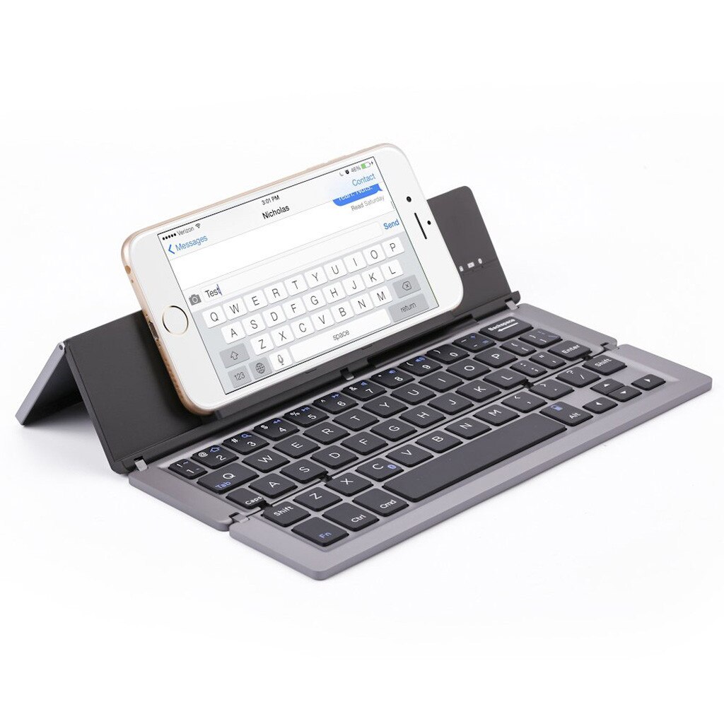 portable aluminum alloy folding keyboard foldable compatible mobile typing keyboard office keyboard: GY
