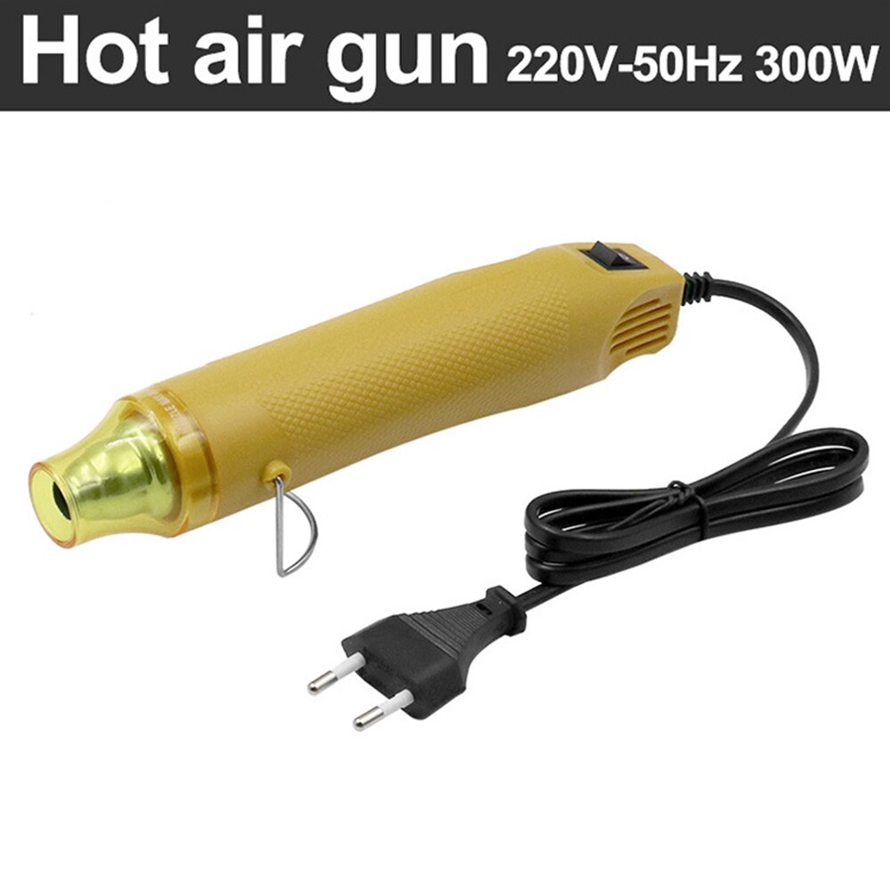 110v 220v diy met behulp van luchtverwarmer, heteluchtpistool, elektrisch gereedschap, lucht 300w temperatuur eu-stekker/vs-stekker/vk-stekker: Geel-eu