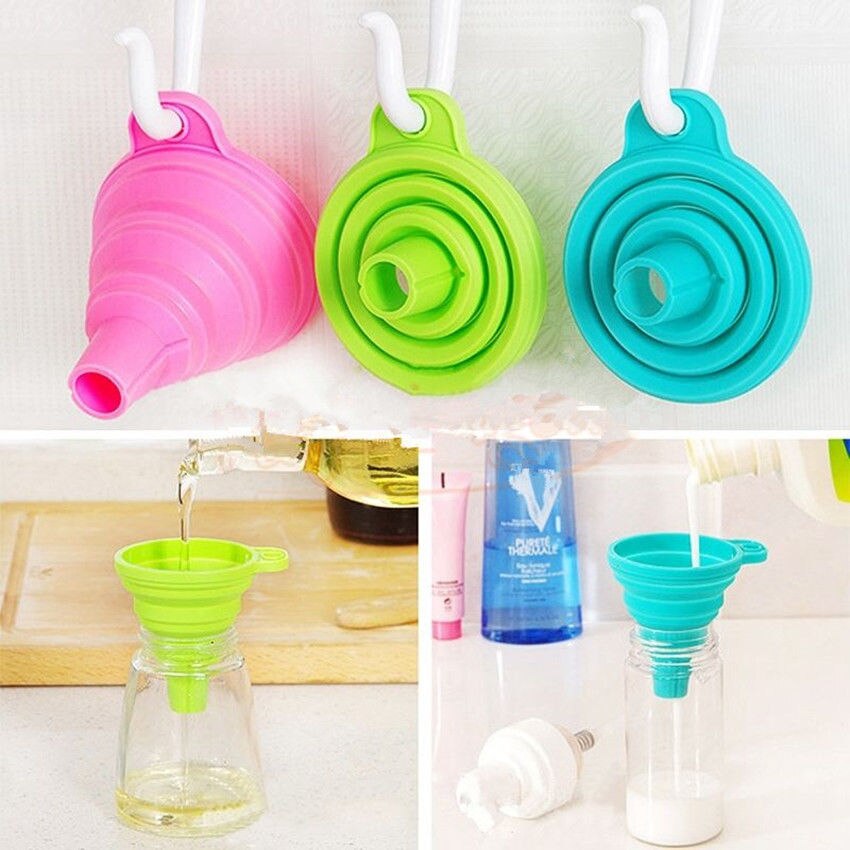 Heat-resistant silicone funnel for cooking practical gel foldable folding funnel kitchen tool