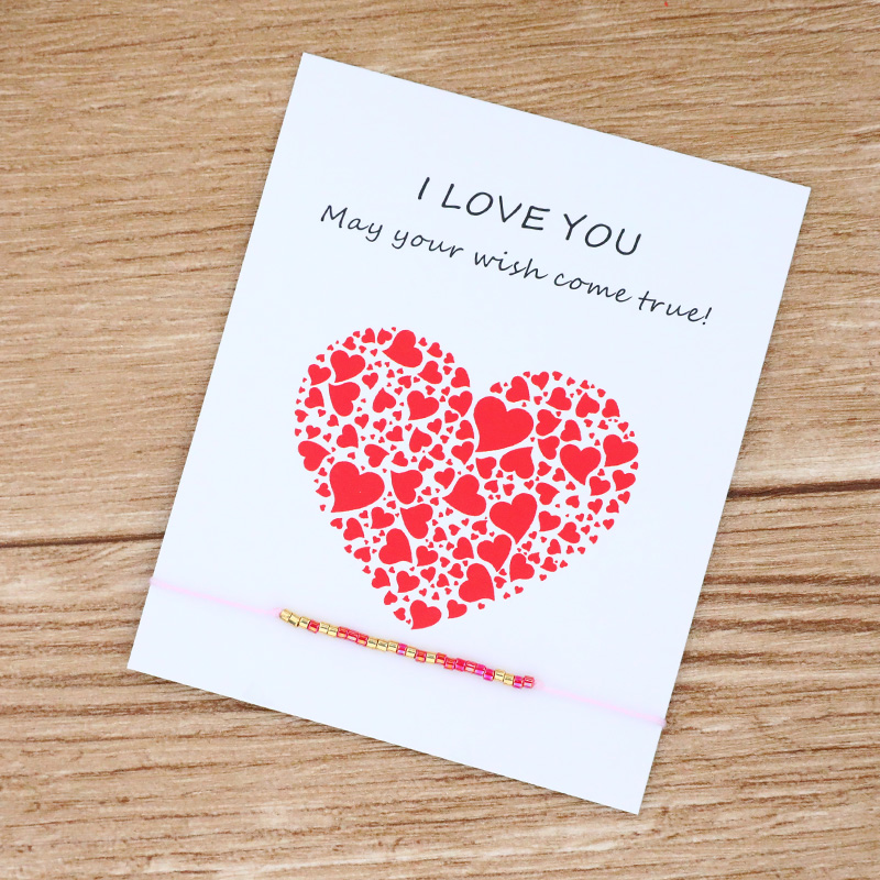 I Love U Morse Code Armband Gevlochten Rood Touw Koord Minimalistische Armband Vrouwen Mannen Vriendschap Lover Paar Sieraden: Pink