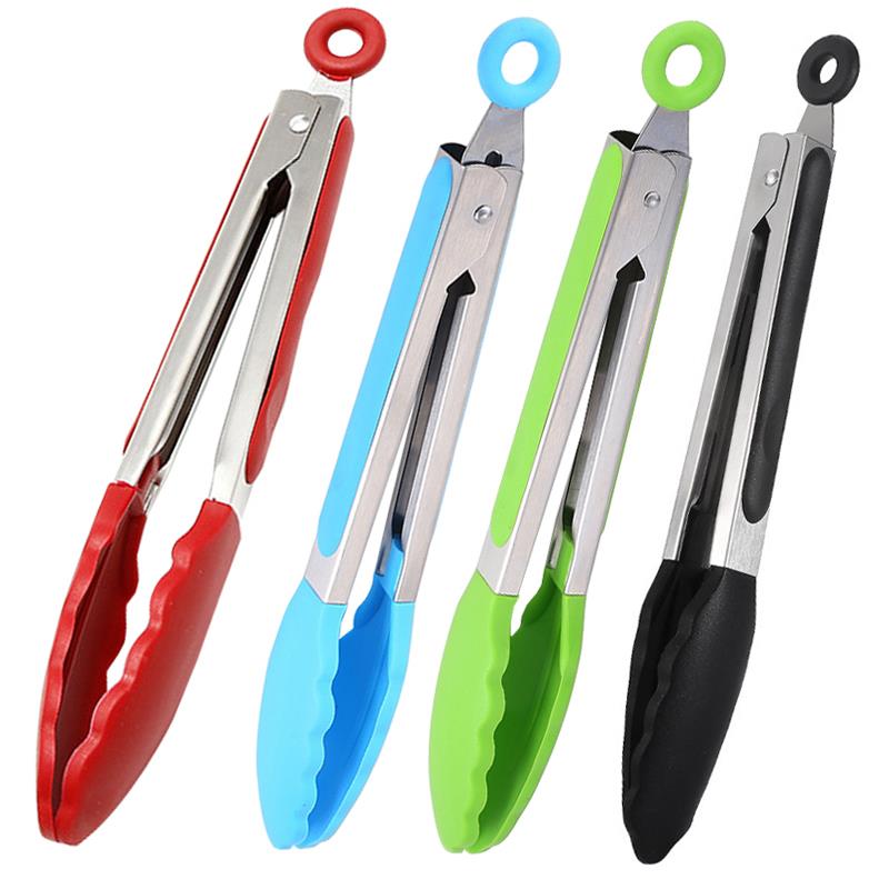 Justdolife-Pinza de cocina de silicona para alimentos utensilios resistentes al calor, pinzas para cocinar, accesorios, utensilios para servir ensalada y barbacoa