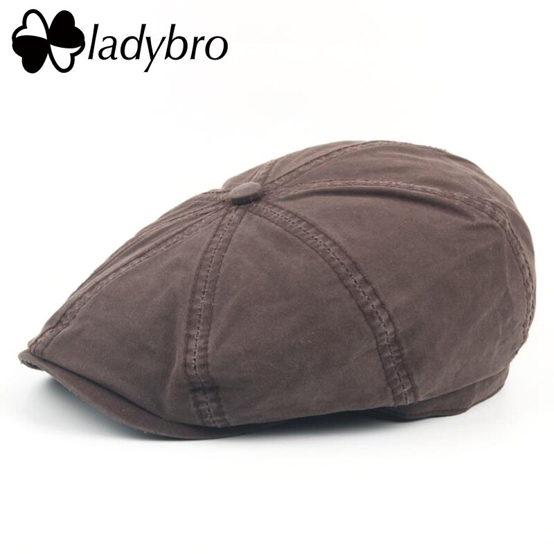 Ladybro, Boina para hombre, gorra octogonal antigua, boina para hombre, boina para caballero, sombrero de otoño e invierno para hombres, sombrero negro gris, hueso Casual: 0050