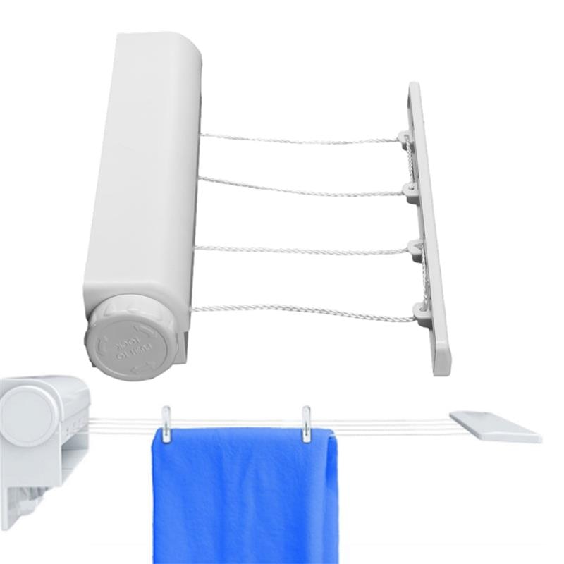 Retractable Indoor Clothes Hanger Rope Wall Mounted Hanger Drying Towel Rack Flexible Clothesline Bathroom Clothes Dryer