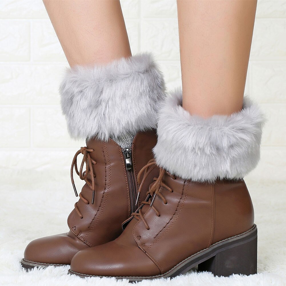 Frauen Feste Stiefel Socken Winter draussen Zubehör Gestrickte Deckel Erwachsene Weichem Bein Wärmer Knöchel fußlos Hülse: hell grau