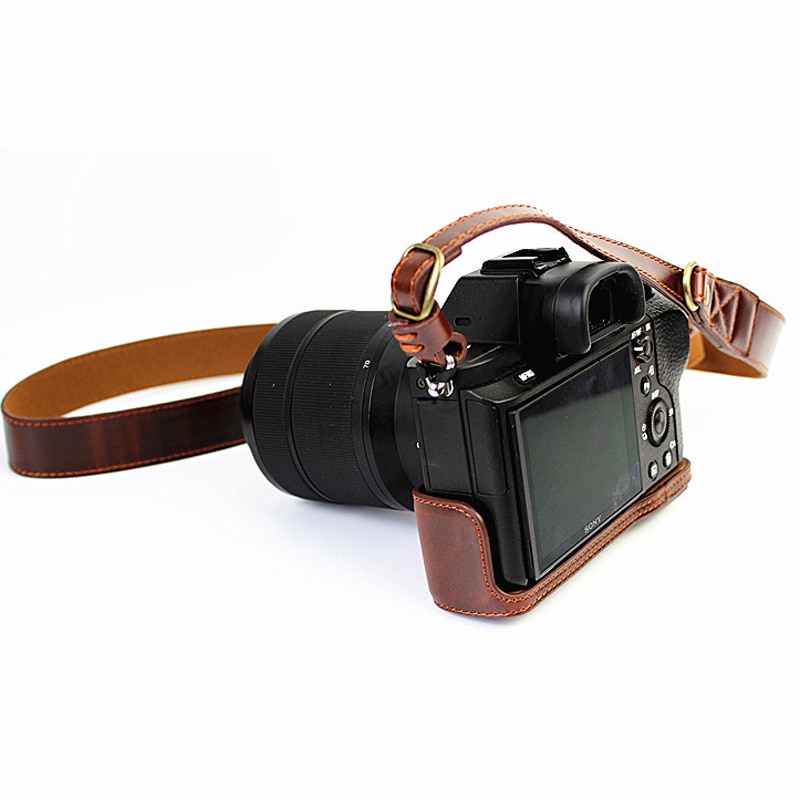 Leather case Camera bag Case Voor Sony A9 a9 A7III A7M3 A7RIII A7RM3 A7 III Markiii A73 slr Camera Cover met Batterij Opening