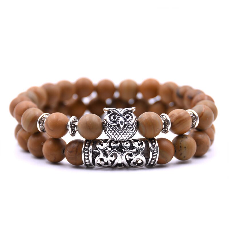 2 Stks/set Mode Paar Tijgeroog Steen Armbanden Armbanden Klassieke Zwart Wit Natuurlijke Lava Stenen Charm Bead Armband Vrouwen Mannen: 9