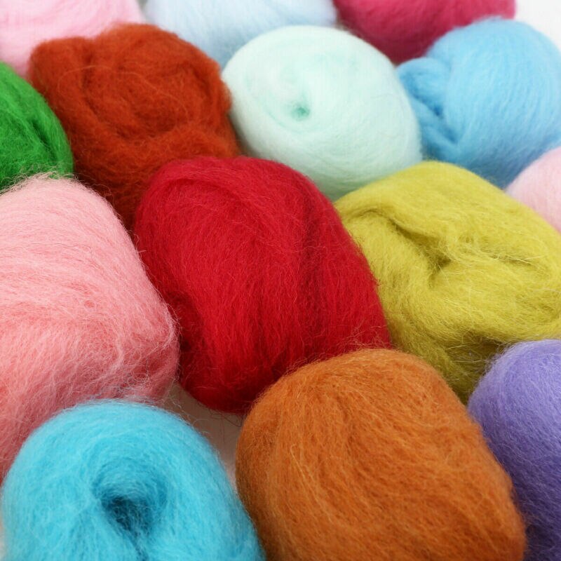 120G Mix 40 Kleuren Merino Vilten Wol Tops Zachte Zwervende Wol Fibre Voor Naaldvilten & Nat Vilten Diy pop Handwerken