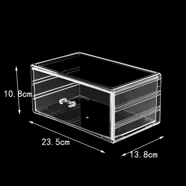 Drawers Makeup Organizer With Lid Clear Jewelry Storage Box Large Storage Case Clear/Transparent Desk Organizer: 1