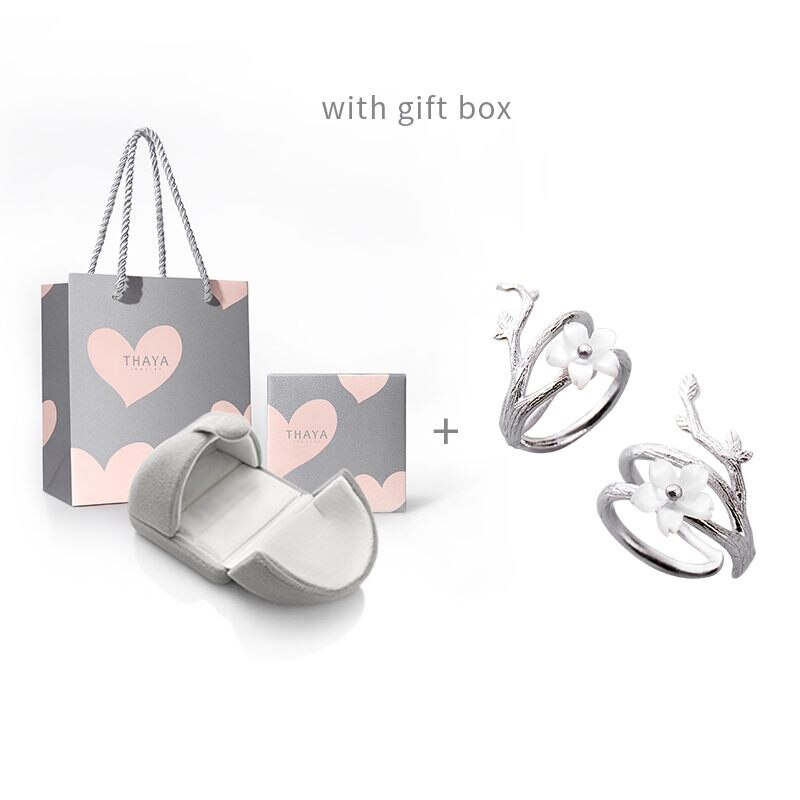 Thaya White Cherry Blossom 925 Silver clip earrings flower round cuff earrings without piercing for women fine jewelry: with gift box