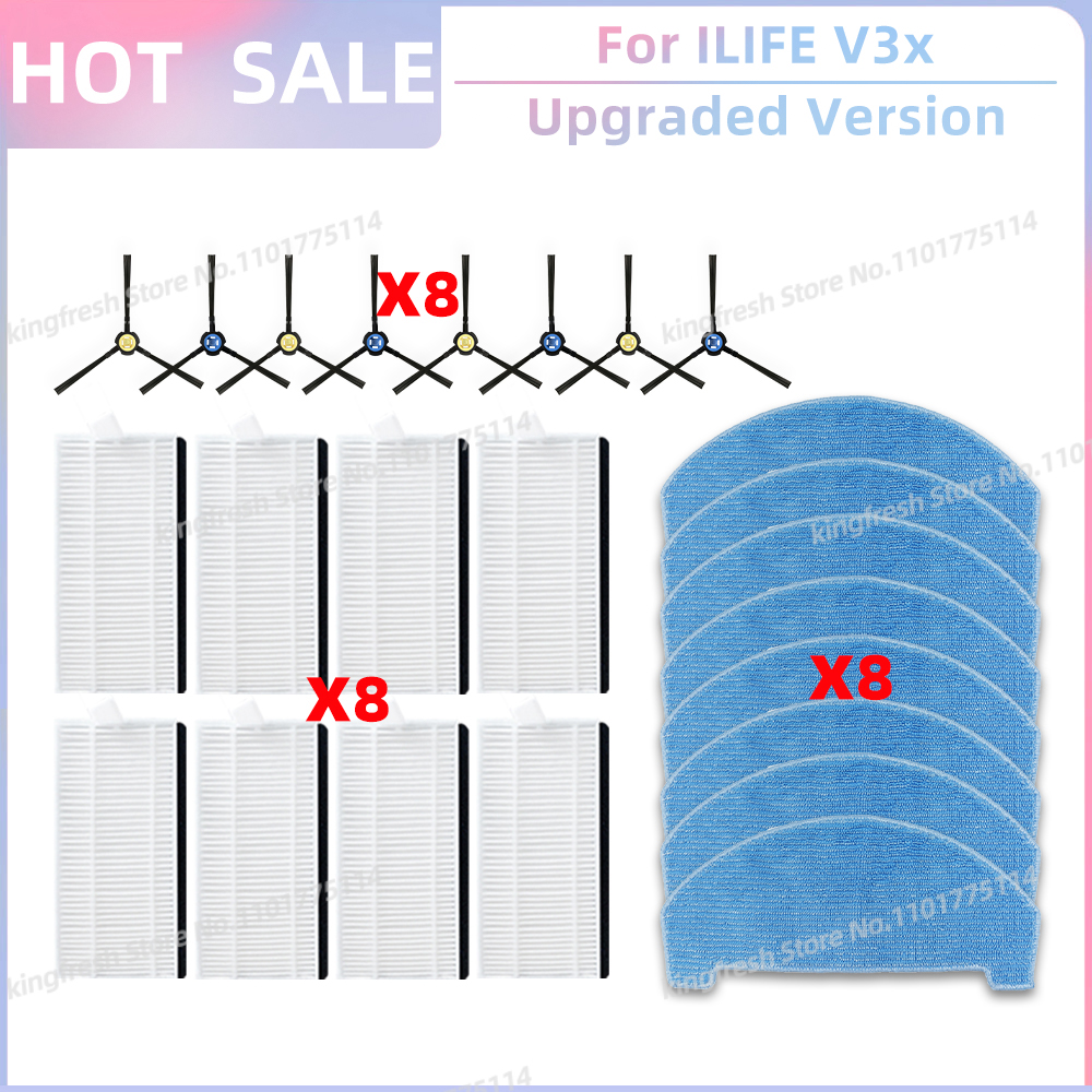 Fit For ILIFE V3x Robot Vacuum and Mop Replacement Parts Side Brush Hepa Filter Mop Cloth Accessories: Beige