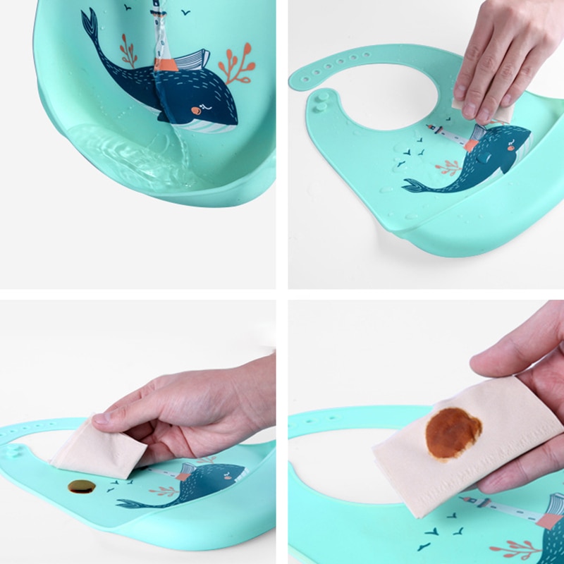 Silicone baby baby eating bib three-dimensional waterproof super soft food rice pocket children's children large saliva pocket
