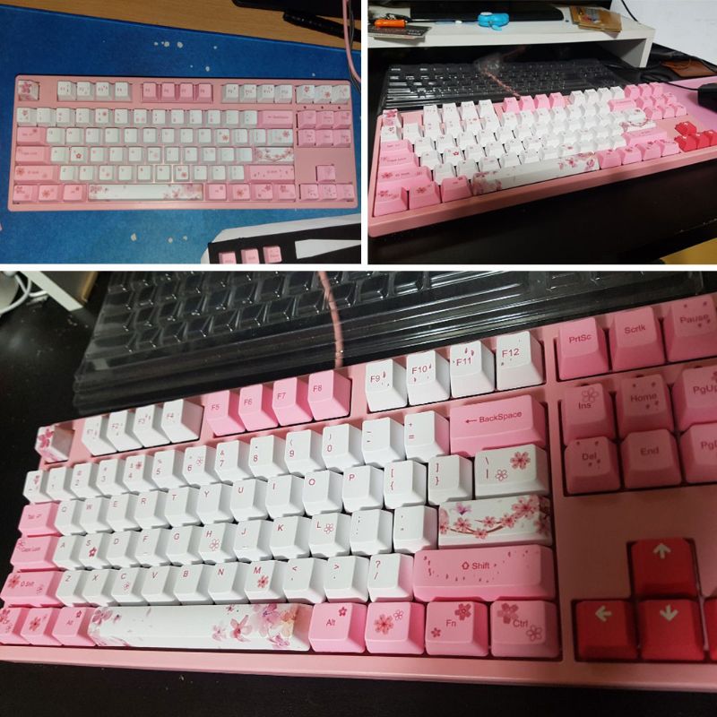 Teclas para Teclado mecánico de flor de cerezo PBT, teclas con sublimación de tinta
