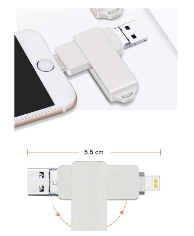 OTG – clé USB 3.0/1,64/128/256 go, 32 go de mémoire flash, Micro-USB, pour iPhone 3, iPad, iOS, Android, PC