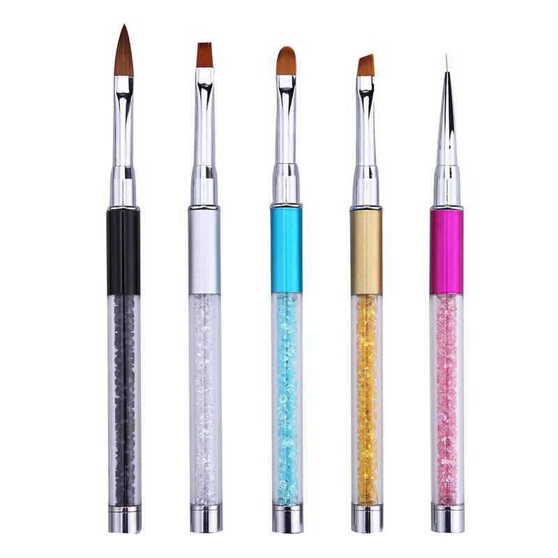 Spiker uv gel pensel liner penn krystall håndtak manikyr negler fransk Kunst akryl uv gel prikker penn forlengelse mann pensel verktøy