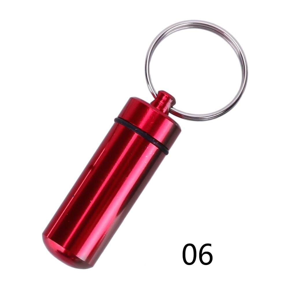 5 stk/parti vandtæt aluminium pilleæske medicinæske beholder flaskeholder nøglering udendørs pilleæske pilleæske bærbar  #273518: Rød