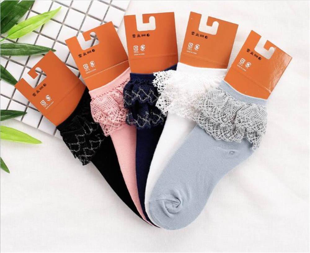 Lolita-Calcetines cortos de encaje japonés para mujer, calcetín, B435