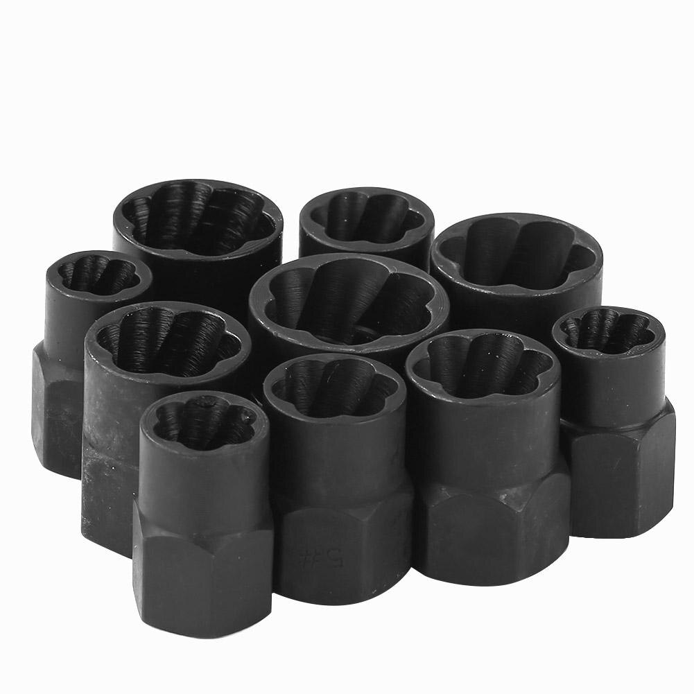 10pcs 9-19mm Screw Remover Tools Damaged Nut Bolt Remover Kit Stud Extractor Broken Bolt Screw Remover Hand Tools Set Kit