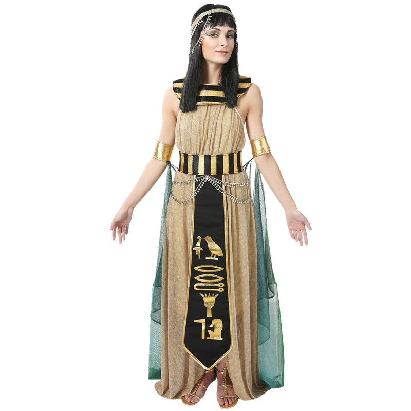 Adult Ancient Egypt Egyptian Pharaoh King Empress Cleopatra Queen Costume Halloween Party Medieval Couples Cosplay Dress: Dress / XL