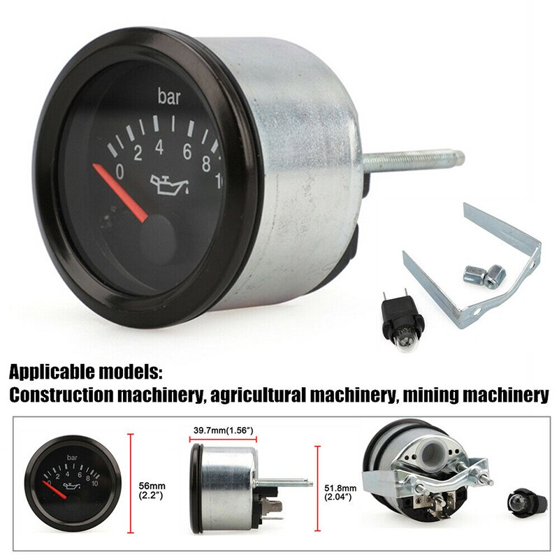 Oil Pressure Indicator Supplementary Instrument 0-10 Bar Gauge 52mm Cockpit Int