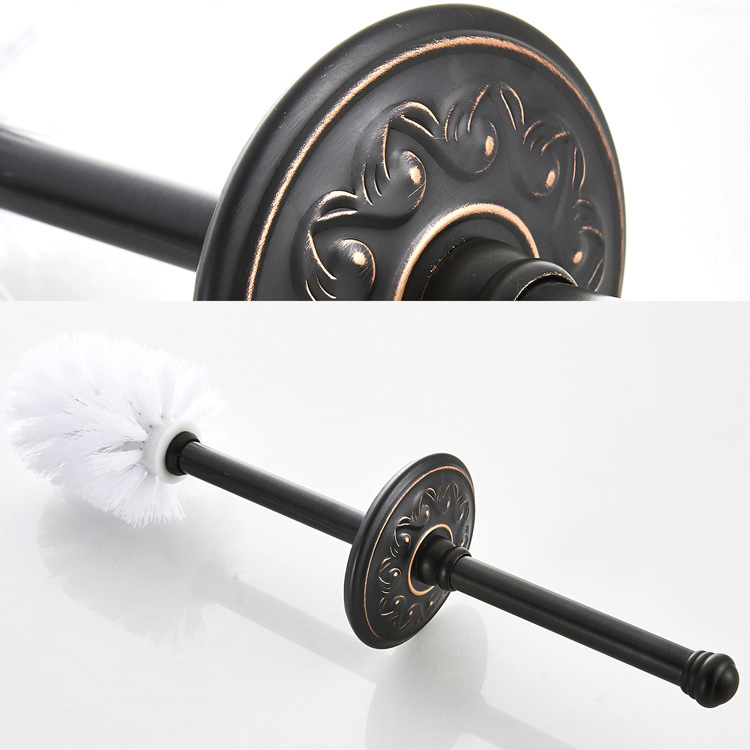 Bathroom Accessories Oil Rubbed Bronze Toilet Brush and Holder, Wall Mounted, Solid Brass / ceramic, Space Saving, Deep Cleaning