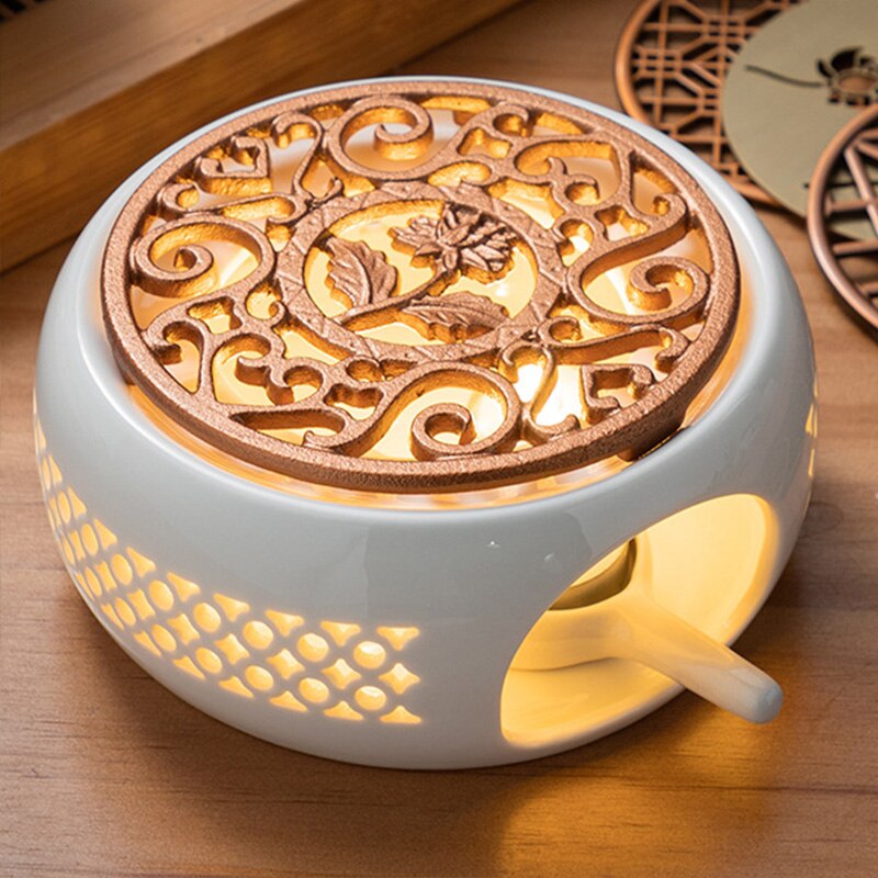 Scalda tè in ceramica teiera candela base riscaldante tè caffè scaldacqua stufa da tè portacandele accessori da tè