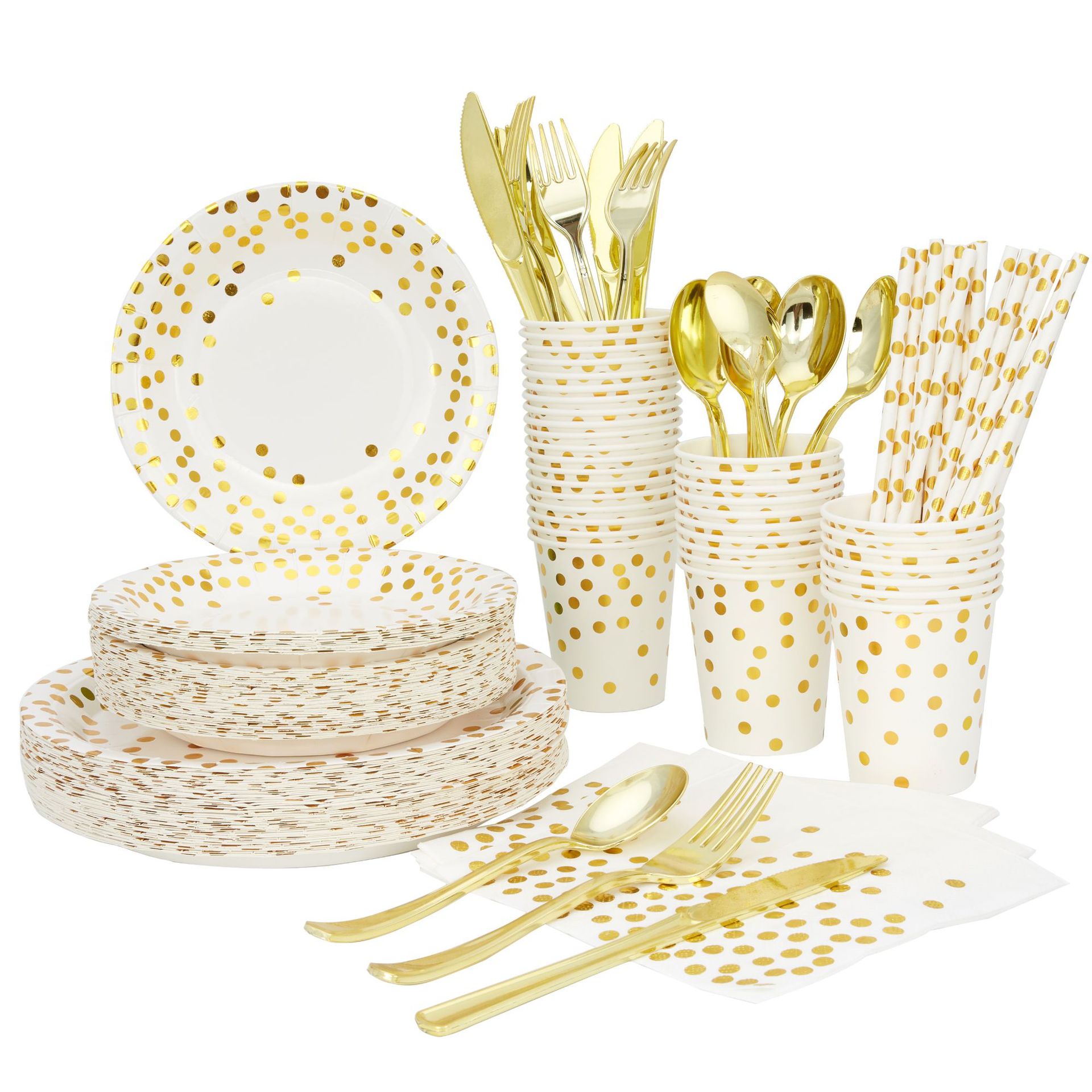 116 pçs de alta qualidade dourado conjunto de talheres descartáveis placa/guardanapo adulto feliz aniversário festa decoração crianças aniversário casamento: Golden 116pcs