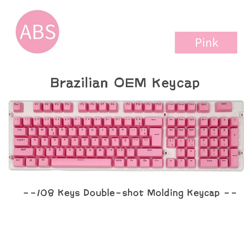 Teclas abnt2 108 teclas para jogos, teclado mecânico oem, transparente, injeção de cores duplas, teclas para teclado gamer