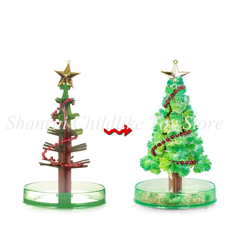 DIY magiczne rosnące papierowe kryształy drzewo drzewo wiśni magicznie zabawne choinki dzieci nowe zabawki nauka zabawka dla dzieci: Green Tree A