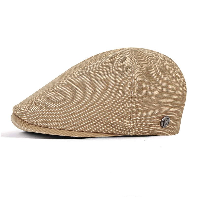 Wuaumx Branded Casual Spring Summer Men Berets Hats Women Newsboy Caps Cabbie Duckbill Ivy Flat Hat Herringbone Caps Adjustable: Khaki